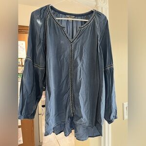 Bass Women's Denim Blue V-Neck Blouse